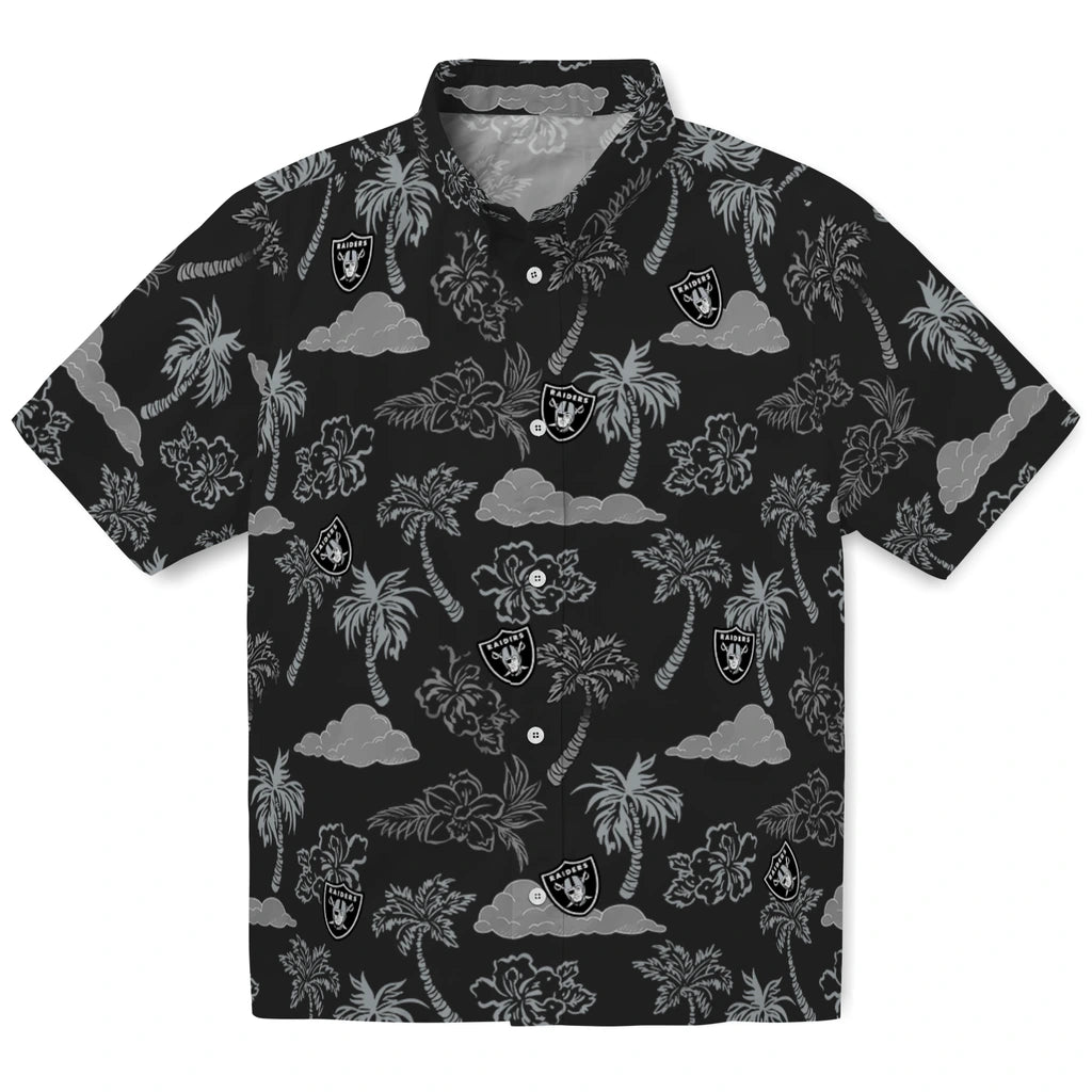 Las Vegas Raiders Hawaiian Shirt - Palm And Clouds | Moonbestprint