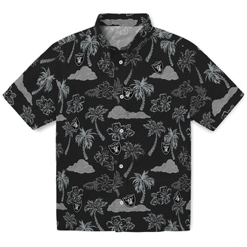 Las Vegas Raiders Hawaiian Shirt - Palm And Clouds | Moonbestprint