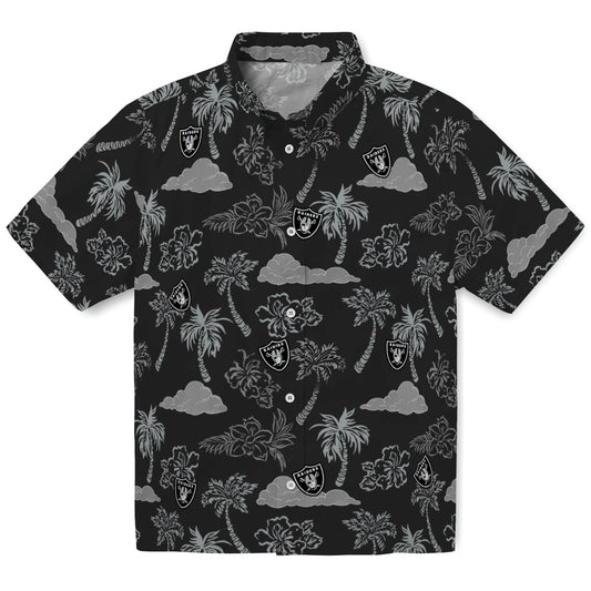 Las Vegas Raiders Hawaiian Shirt - Palm And Clouds | Moonbestprint