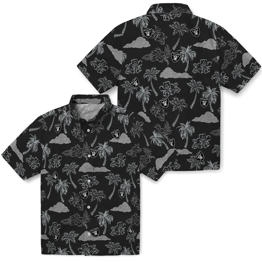 Las Vegas Raiders Hawaiian Shirt - Palm And Clouds | Moonbestprint