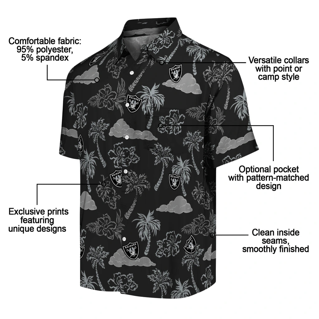 Las Vegas Raiders Hawaiian Shirt - Palm And Clouds | Moonbestprint
