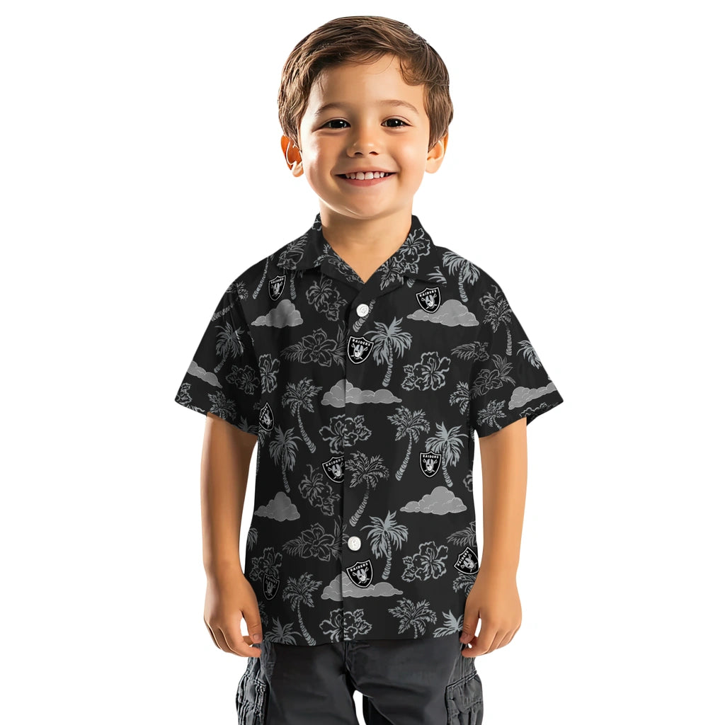 Las Vegas Raiders Hawaiian Shirt - Palm And Clouds | Moonbestprint