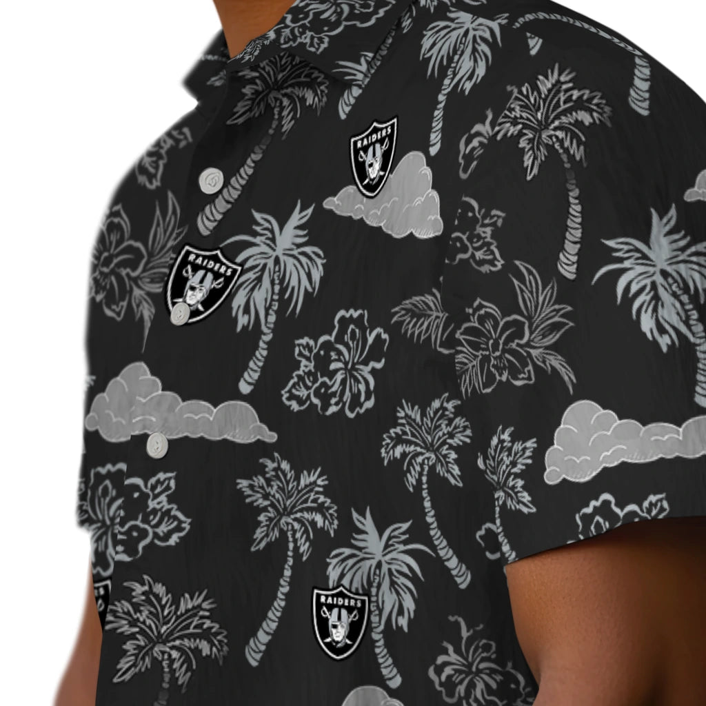 Las Vegas Raiders Hawaiian Shirt - Palm And Clouds | Moonbestprint