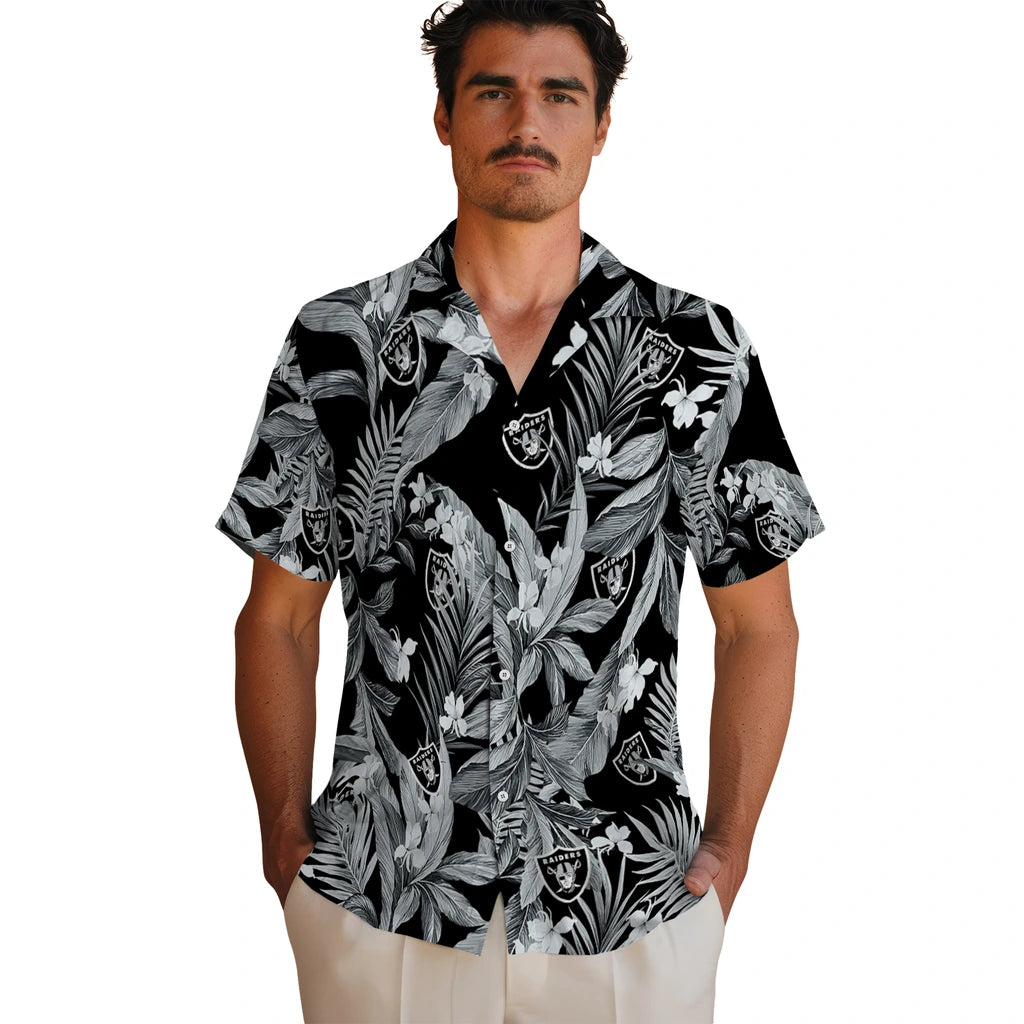 Las Vegas Raiders Hawaiian Shirt - Palm Leaves | Moonbestprint