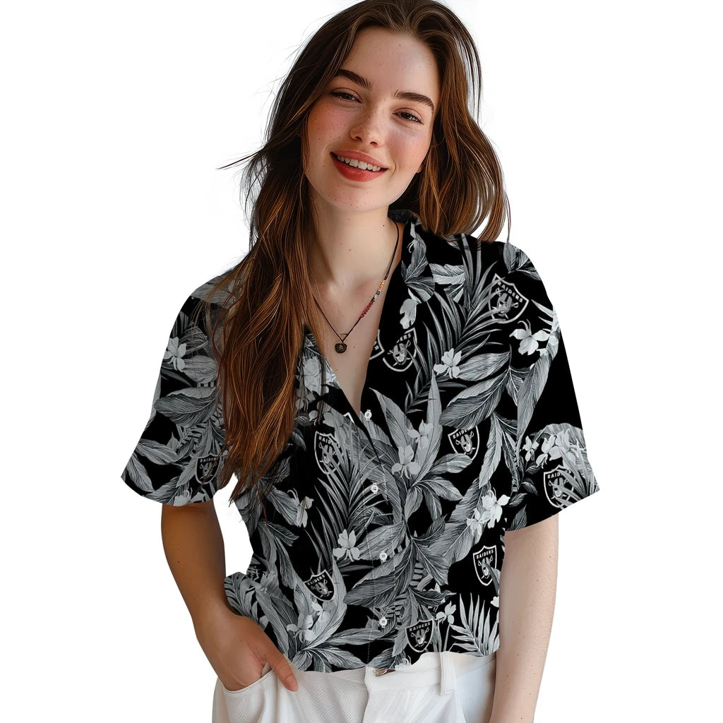 Las Vegas Raiders Hawaiian Shirt - Palm Leaves | Moonbestprint