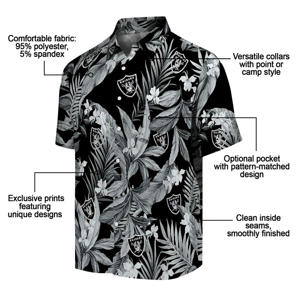 Las Vegas Raiders Hawaiian Shirt - Palm Leaves | Moonbestprint