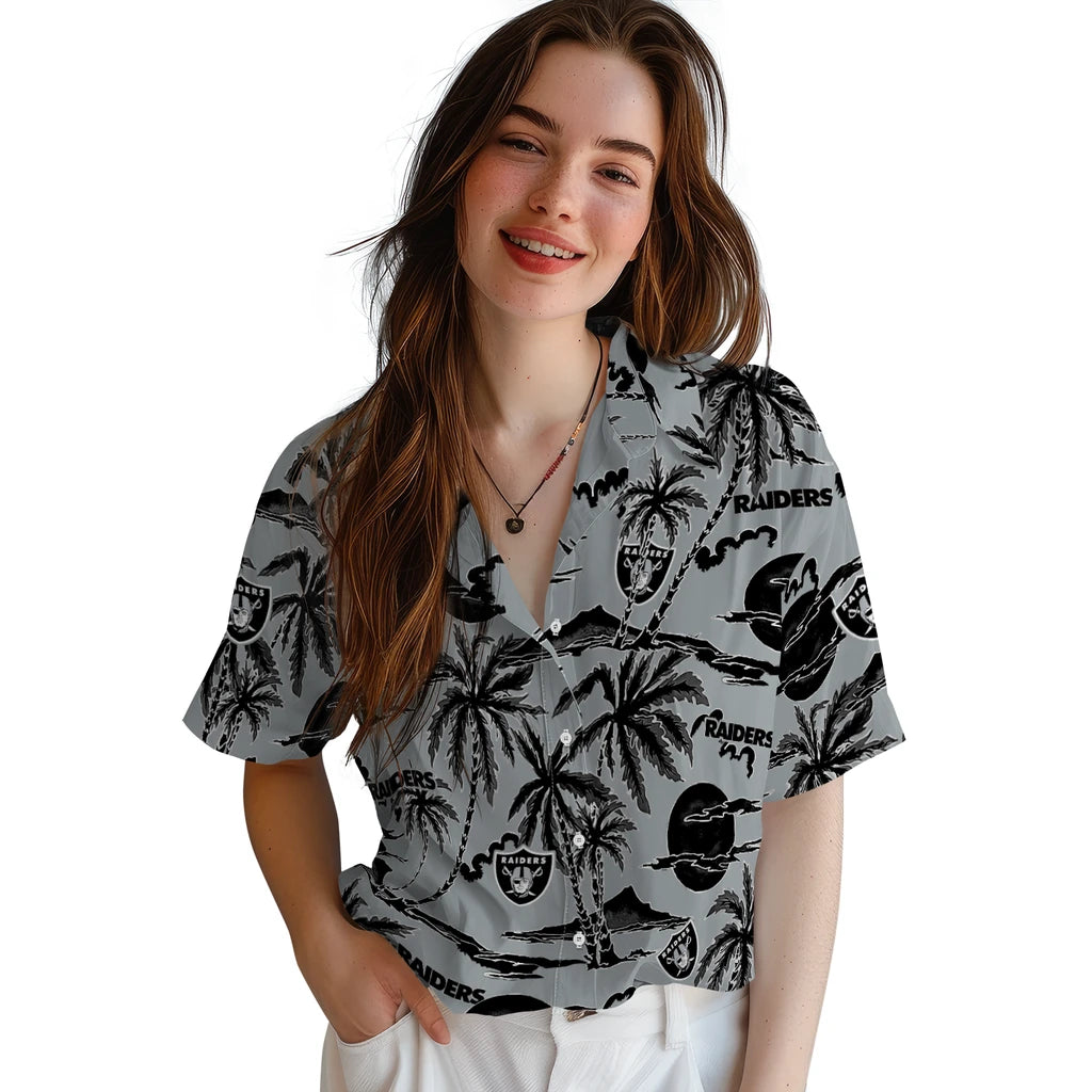 Las Vegas Raiders Hawaiian Shirt - Palm Sunset | Moonbestprint