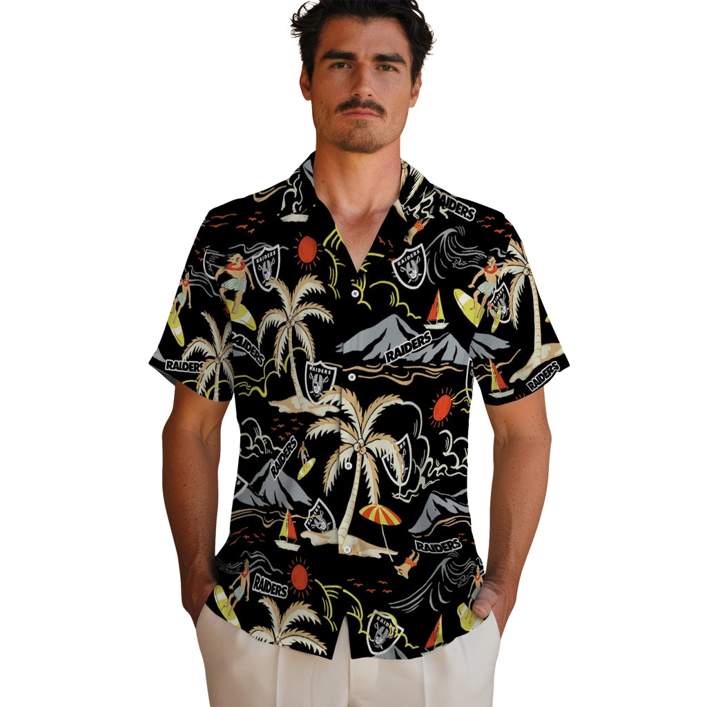 Las Vegas Raiders Hawaiian Shirt - Palm Tree Island | Moonbestprint