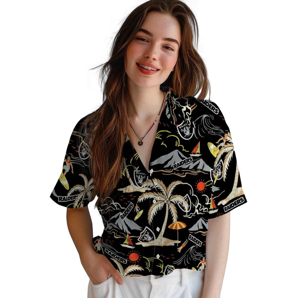 Las Vegas Raiders Hawaiian Shirt - Palm Tree Island | Moonbestprint