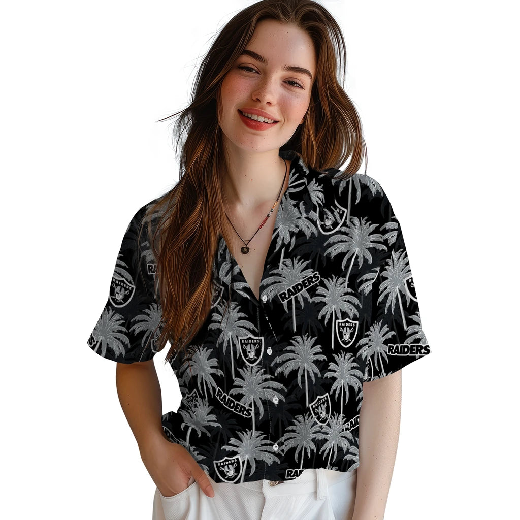 Las Vegas Raiders Hawaiian Shirt - Palm Tree Motif | Moonbestprint