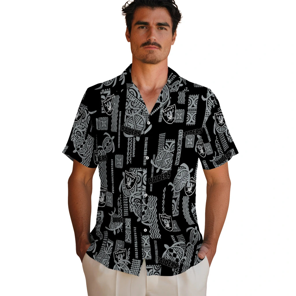 Las Vegas Raiders Hawaiian Shirt - Turtle Lines | Moonbestprint