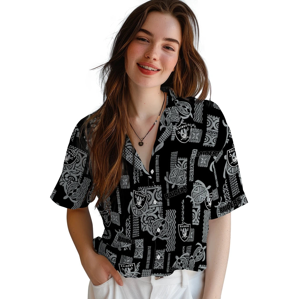 Las Vegas Raiders Hawaiian Shirt - Turtle Lines | Moonbestprint