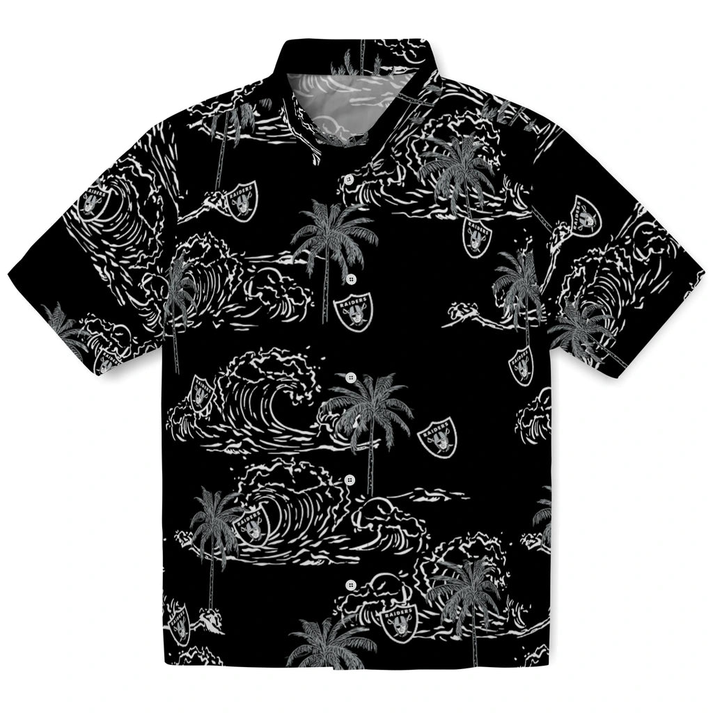 Las Vegas Raiders Hawaiian Shirt - Wave Palm | Moonbestprint