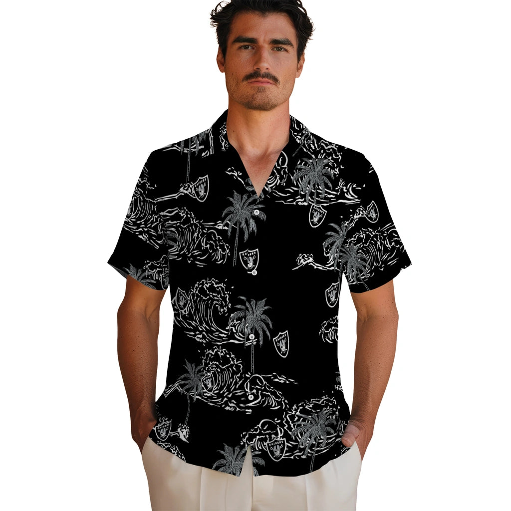 Las Vegas Raiders Hawaiian Shirt - Wave Palm | Moonbestprint