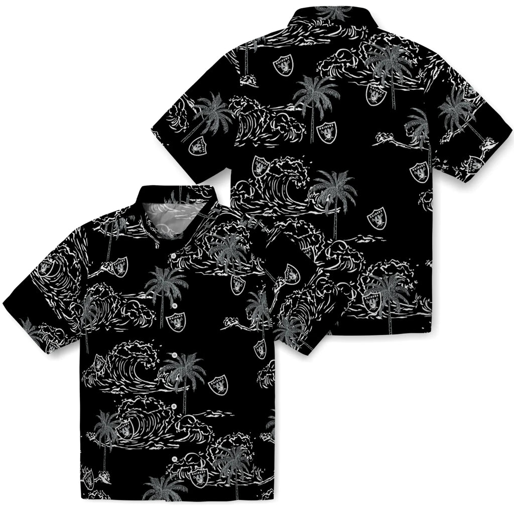 Las Vegas Raiders Hawaiian Shirt - Wave Palm | Moonbestprint