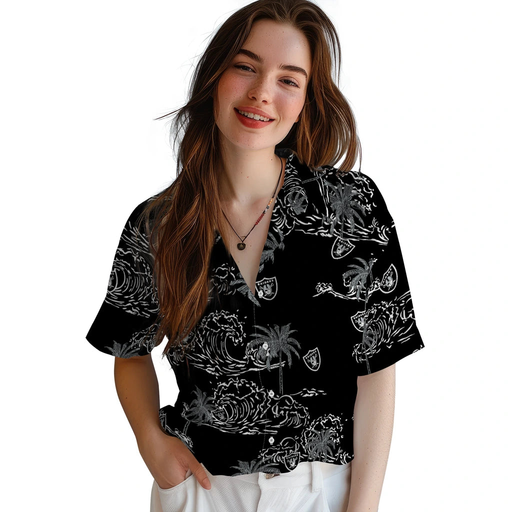 Las Vegas Raiders Hawaiian Shirt - Wave Palm | Moonbestprint