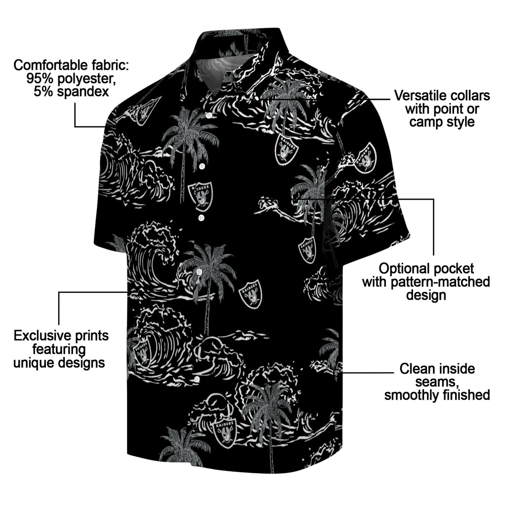 Las Vegas Raiders Hawaiian Shirt - Wave Palm | Moonbestprint