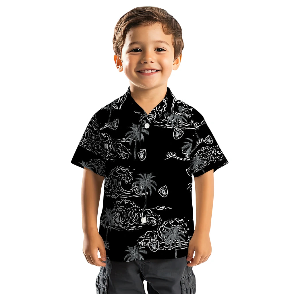 Las Vegas Raiders Hawaiian Shirt - Wave Palm | Moonbestprint