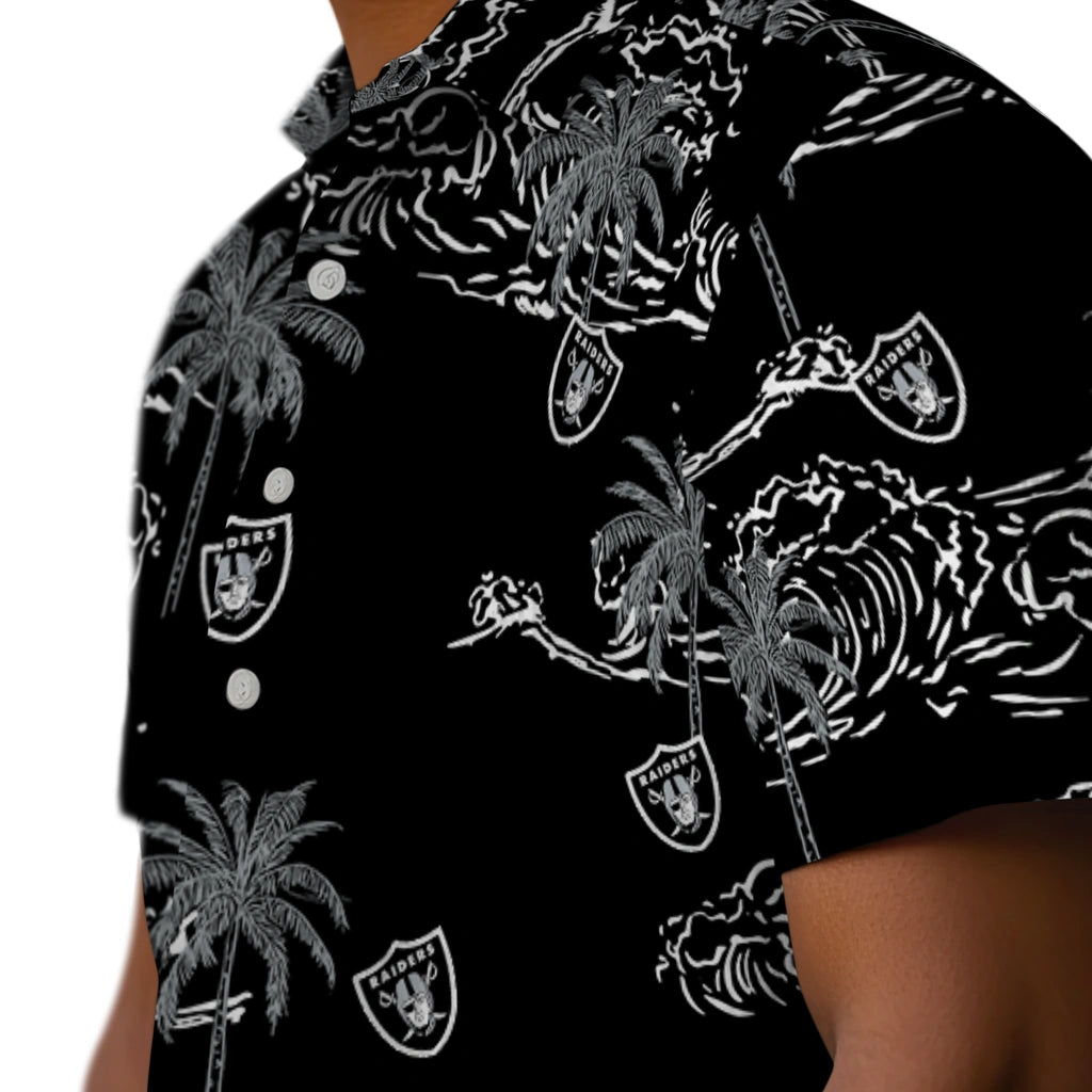 Las Vegas Raiders Hawaiian Shirt - Wave Palm | Moonbestprint
