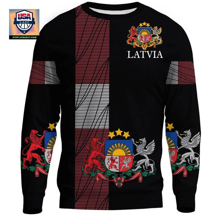 Latvia-United Sweater Knitted Long-Sleeved Sweater A27 ? Usalast
