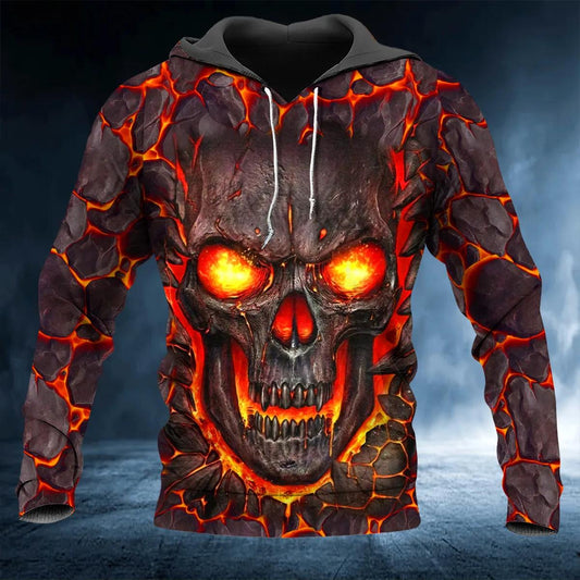 Lava Skull 3D All Over Print Hoodie -Moonbestprint