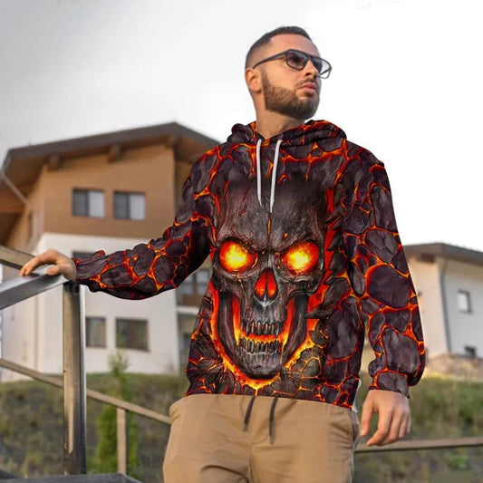 Lava Skull 3D All Over Print Hoodie -Moonbestprint
