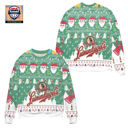 Leinenkugels Beer Logo Christmas Pattern Ugly Christmas Sweater ? White Green ? Usalast