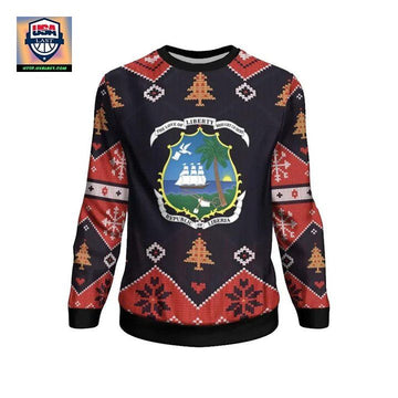 Liberia Christmas Sweater ? Santa Claus Ho Ho Ho ? Bn1810 ? Usalast