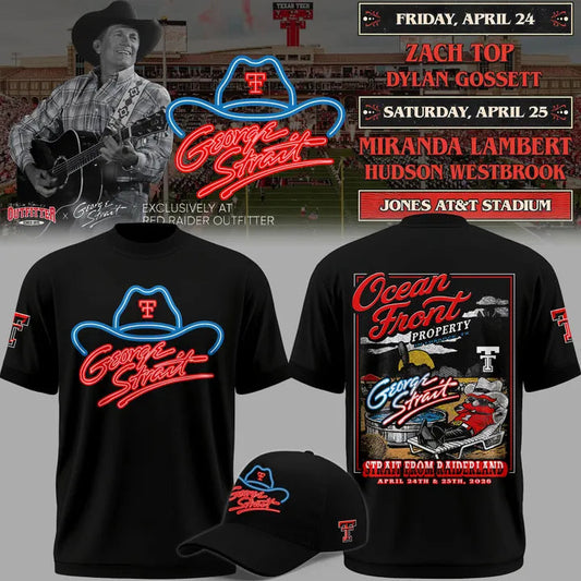 Limited edition George Strait x Texas Tech "Ocean Front" Official Concert 2026 T-shirt | RB24 Moonbestprint