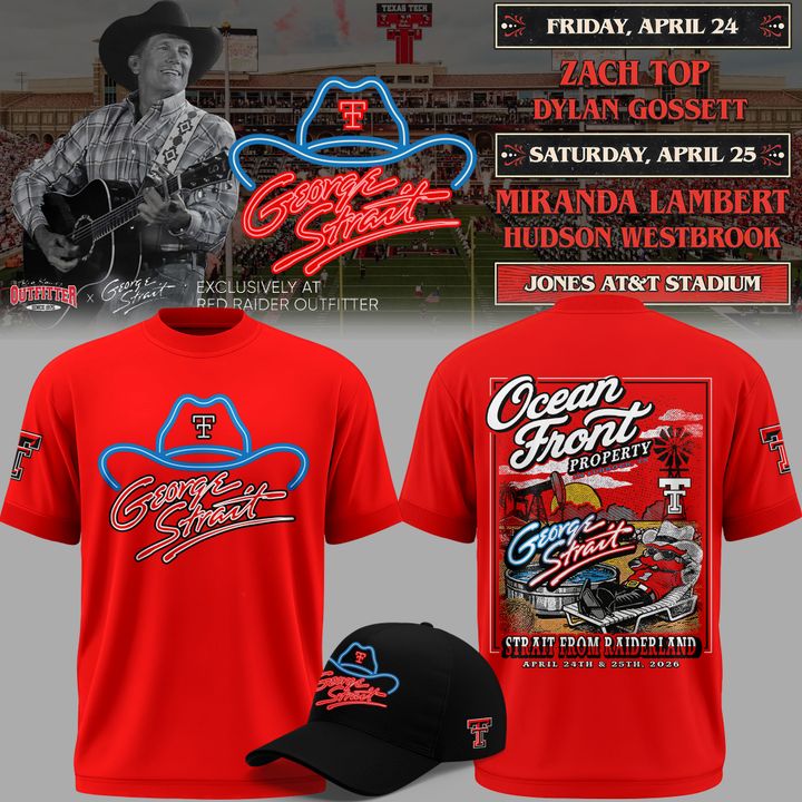 Limited edition George Strait x Texas Tech "Ocean Front" Official Concert 2026 T-shirt | XF56 Moonbestprint