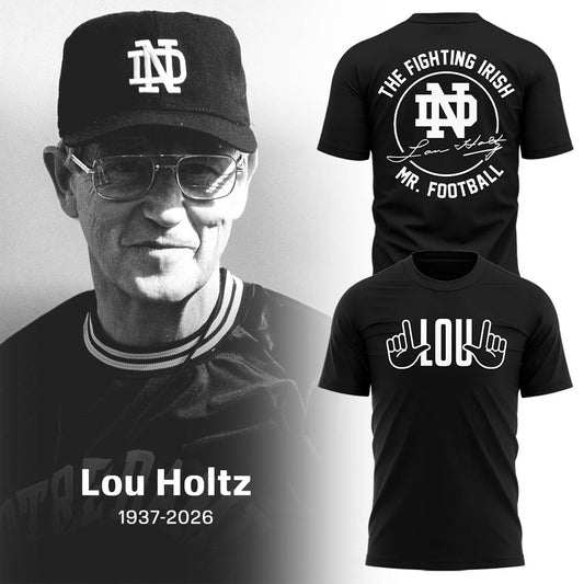 Limited Edition Irish FB Remembering the life and legacy of Lou Holtz 1937-2026 TShirt | BW68 Moonbestprint