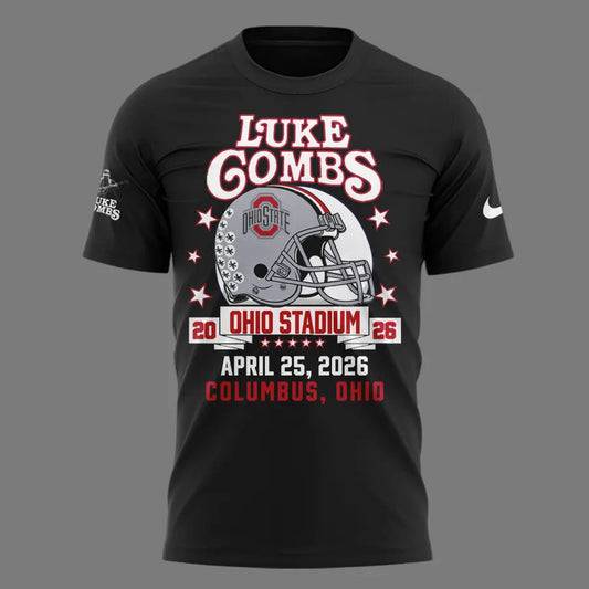 Limited Edition Luke Combs x Ohio State Stadium Tour Black T-Shirt | BU83 Moonbestprint