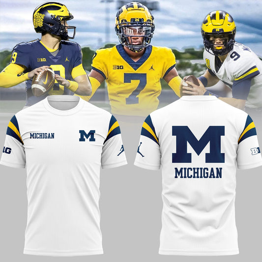 Limited Edition Michigan Printed Logo White T-Shirt Moonbestprint