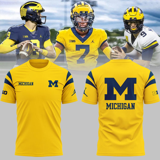 Limited Edition Michigan Printed Logo Yellow T-Shirt Moonbestprint