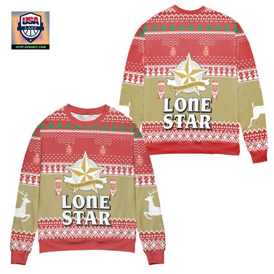 Lone Star The National Beer Of Texas Ugly Christmas Sweater ? Red ? Usalast