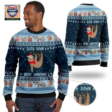 Lonely Sloth Down Enjoy Christmas Noel Ugly Christmas Sweater ? Usalast