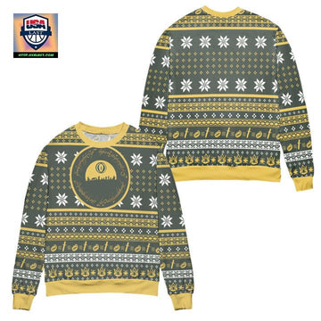 Lord Of The Rings Anneau Seigneur Des Anneaux Snowflake Pattern Ugly Christmas Sweater ? Green ? Usalast