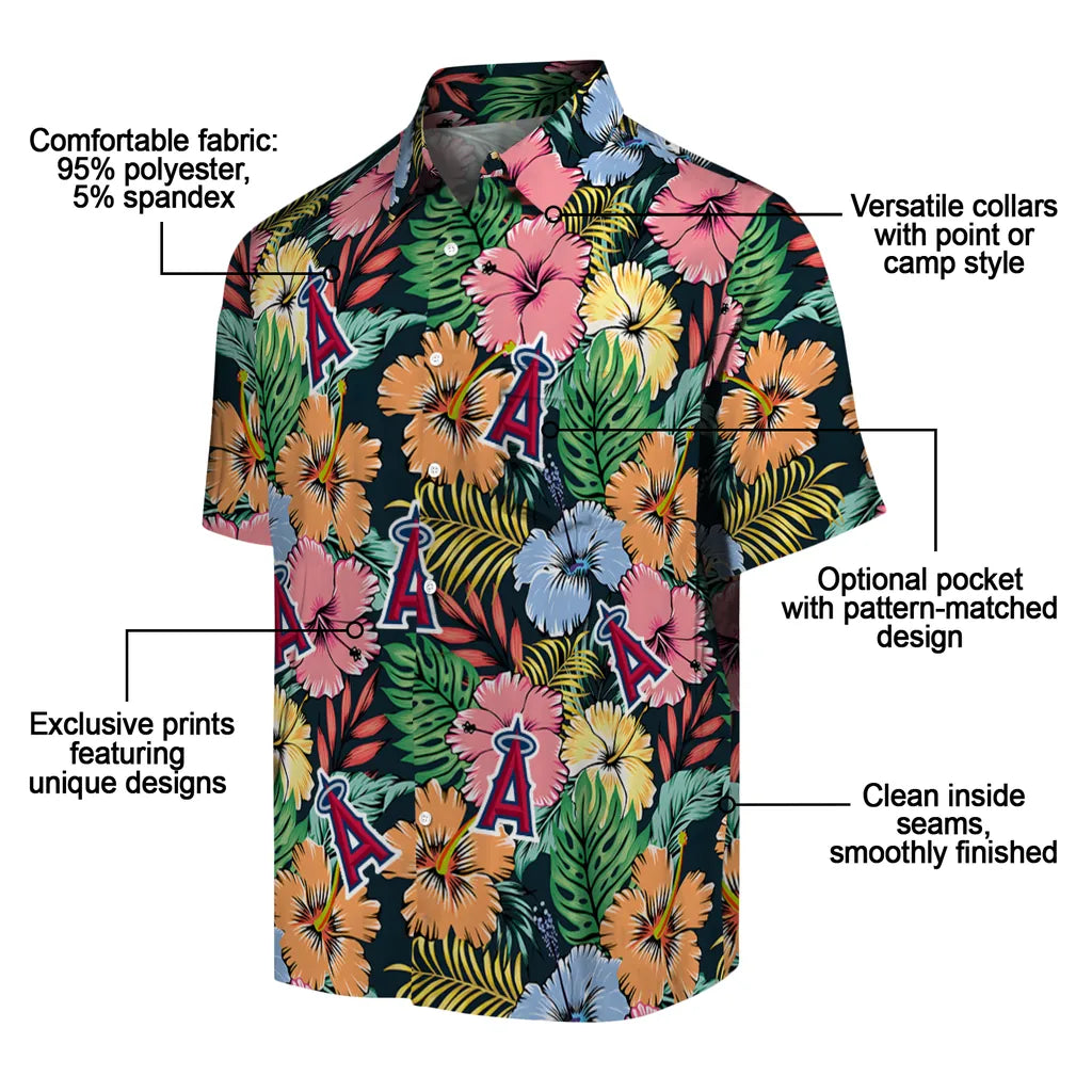 Los Angeles Angels Hawaiian Shirt - Brilliant Hibiscus Garden | Moonbestprint
