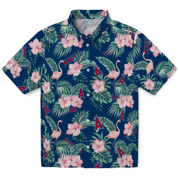 Los Angeles Angels Hawaiian Shirt - Flamingo and Hibiscus | Moonbestprint