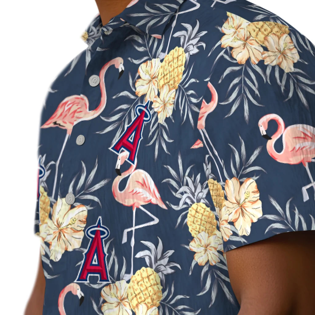 Los Angeles Angels Hawaiian Shirt - Flamingo Hibiscus | Moonbestprint