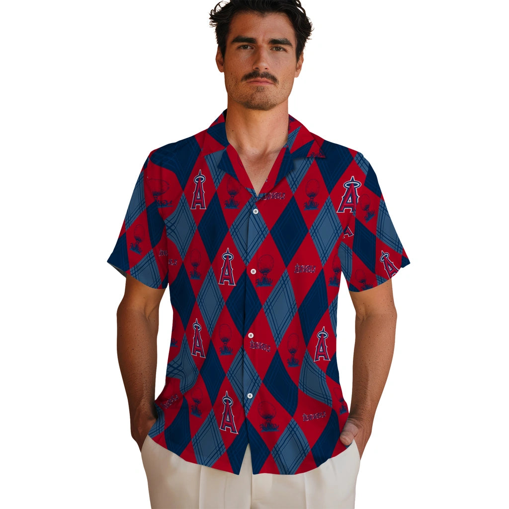 Los Angeles Angels Hawaiian Shirt - Golfing Plaid | Moonbestprint