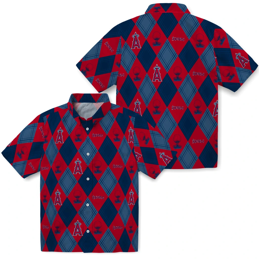 Los Angeles Angels Hawaiian Shirt - Golfing Plaid | Moonbestprint