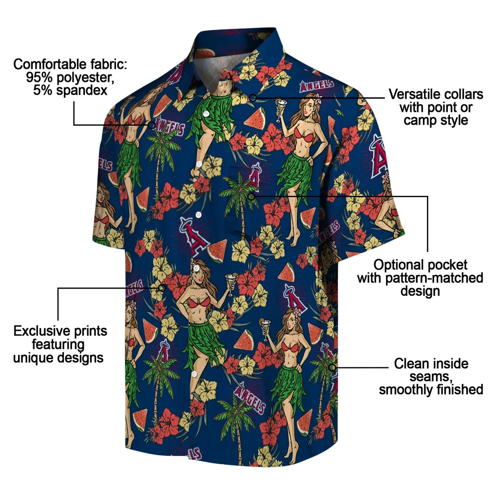 Los Angeles Angels Hawaiian Shirt - Hawaiian Girls Design | Moonbestprint