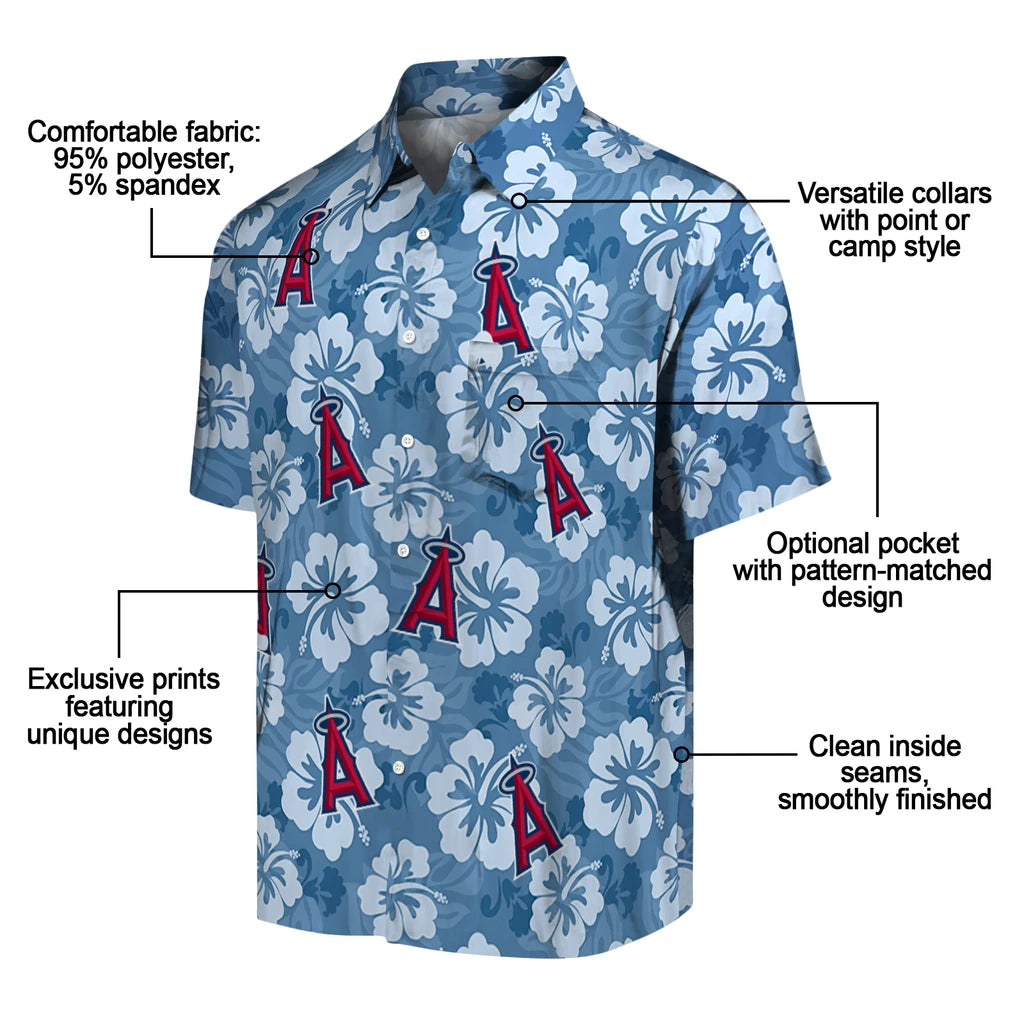 Los Angeles Angels Hawaiian Shirt - Hibiscus Cluster | Moonbestprint