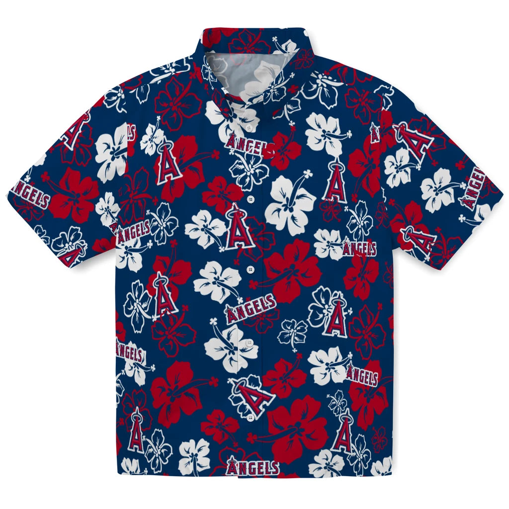 Los Angeles Angels Hawaiian Shirt - Hibiscus Flower Design | Moonbestprint