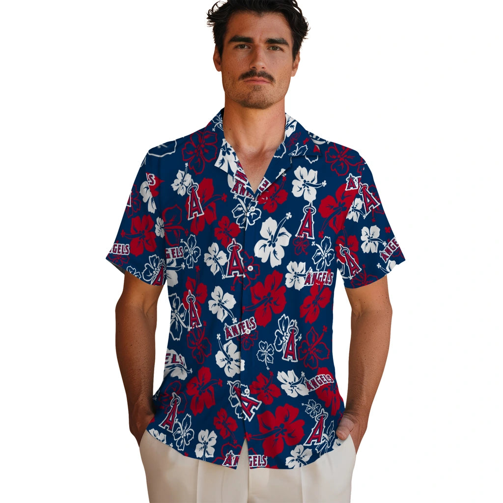 Los Angeles Angels Hawaiian Shirt - Hibiscus Flower Design | Moonbestprint