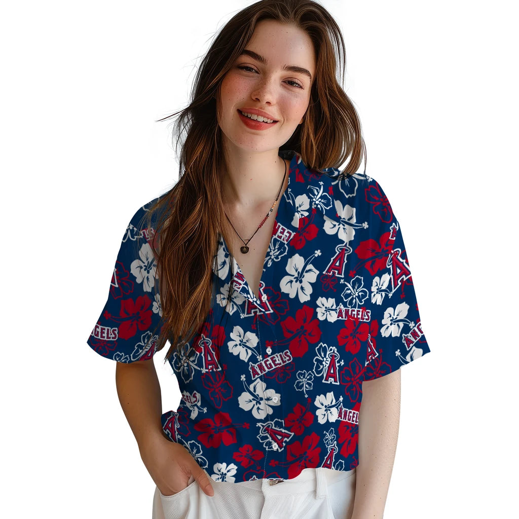 Los Angeles Angels Hawaiian Shirt - Hibiscus Flower Design | Moonbestprint