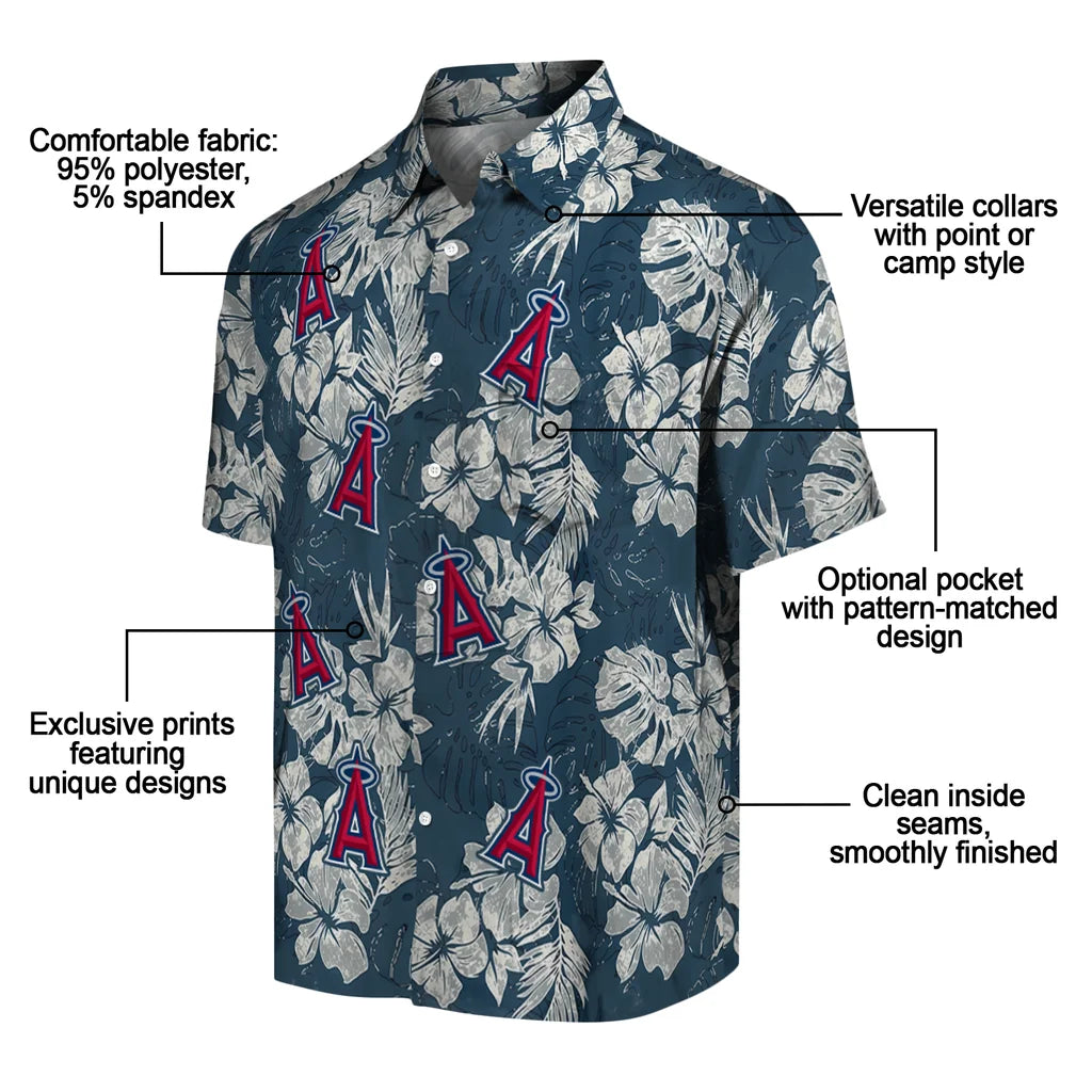 Los Angeles Angels Hawaiian Shirt - Hibiscus Flowers | Moonbestprint