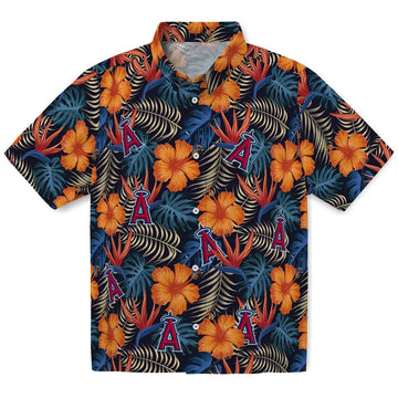Los Angeles Angels Hawaiian Shirt - Hibiscus Foliage | Moonbestprint