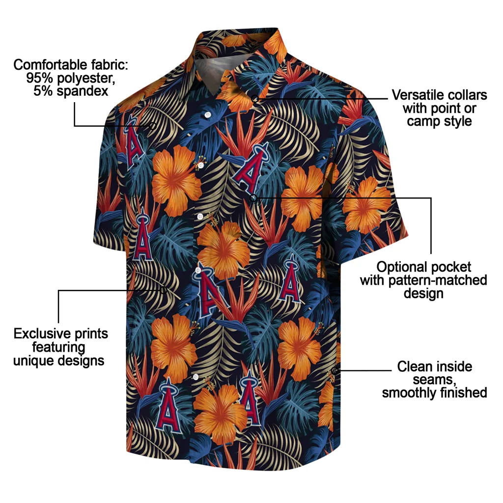 Los Angeles Angels Hawaiian Shirt - Hibiscus Foliage | Moonbestprint